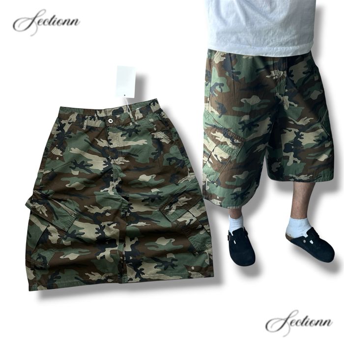 Camo cargo distressed oversize baggy y2k shorts sk8 racer jaded london balenci довгі широкі оверсайз шорти карго камо камуфляж military real tree реп