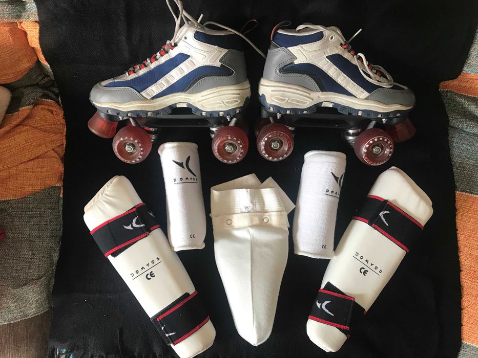 Patins Quad Retro N°38  + Kit Domyos de Proteções S – Quase Novos