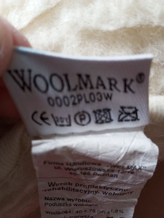 Poduszka wełniana Woolmark 40cmx75cmx16cm