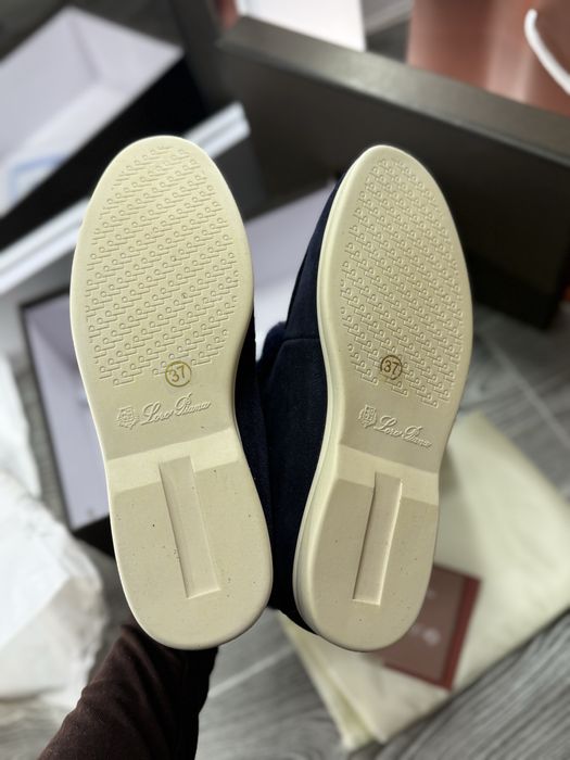 Сині жіночі лофери високі лоро піана lp loro piana зимові з хутром