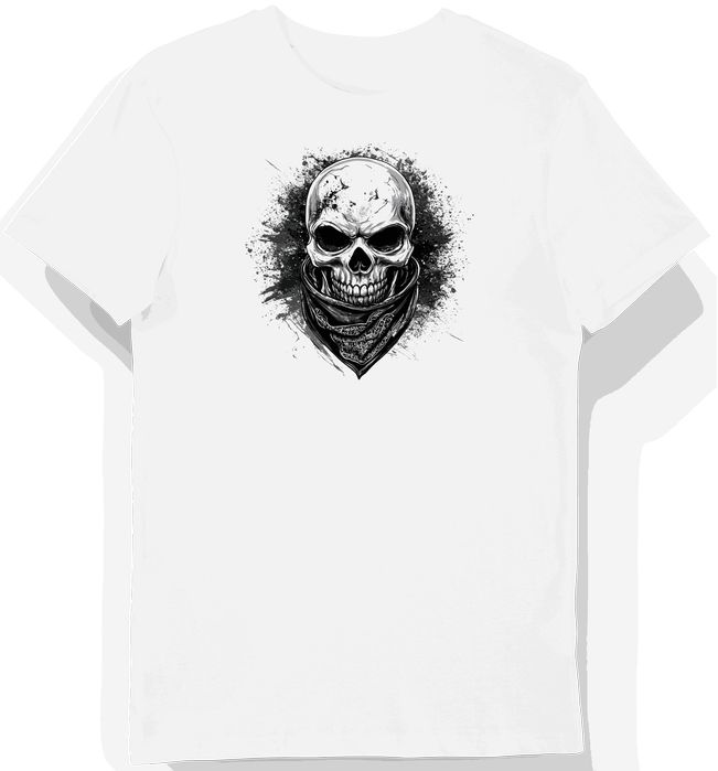 Koszulka męska biała Czacha Motocykl Z Bandaną XXL