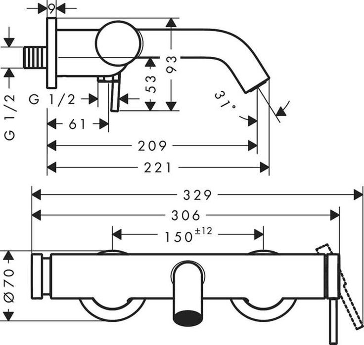 Змішувач hansgrohe Tecturis S для ванни, білий матовий (73422700)