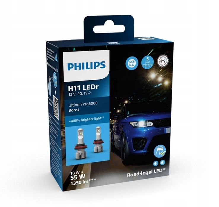 PHILIPS żarówkiI led H11 Ultinon PRO6000 BOOST HOMOLOGACJA +400% 11362