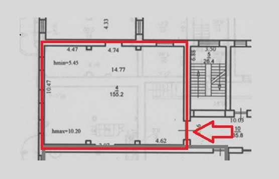 Оренда ТЦ «Будинок та інтер'єр» 155м2. Червоний лінія. Стеля 10м