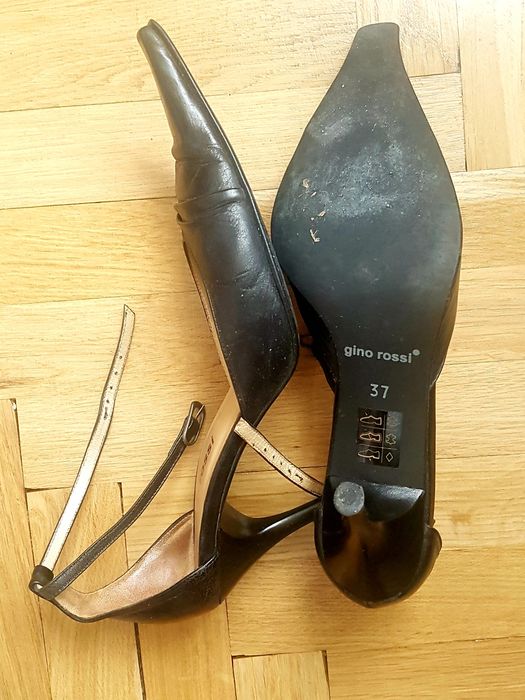 Skórzane czarne szpilki w szpic Gino Rossi 37