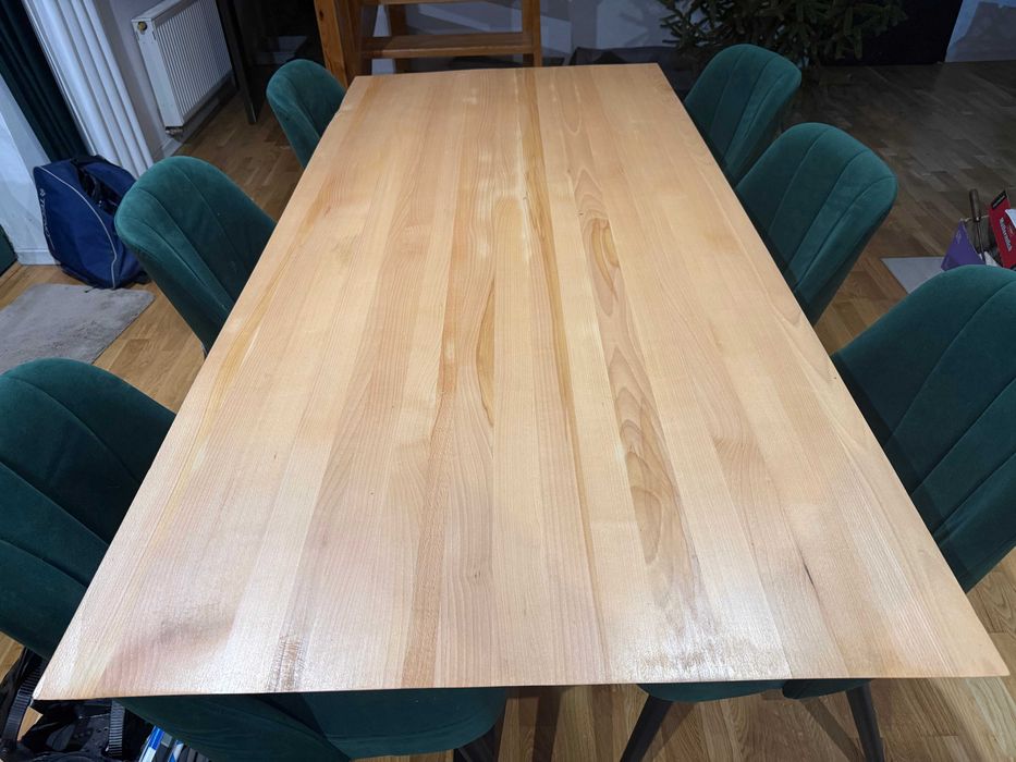 Dębowy stół do salonu 197x93 cm, nogi typu "pałąk" (solidny)