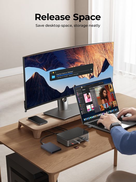 ORICO D35M2 USB-C Док-станція 10-в-1 для M.2 NVMe/SATA SSD і 2.5″/3.5″