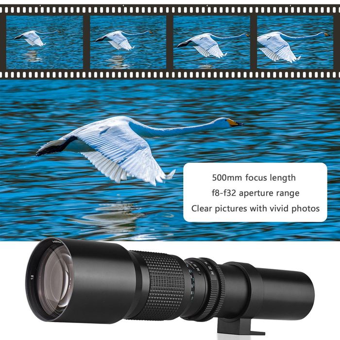 Супертелеобъектив 500 мм с ручным зумом, диафрагма F8.0-F32,
