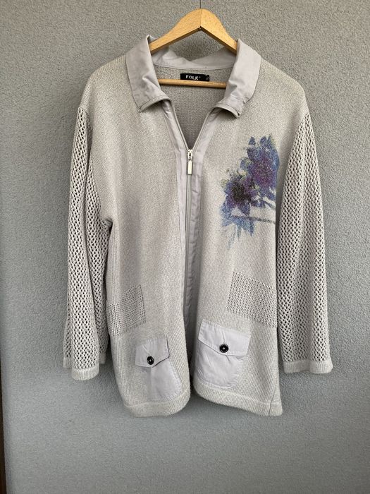 Folk Oryginalny sweter bluza narzutka kardigan etno boho XL 42