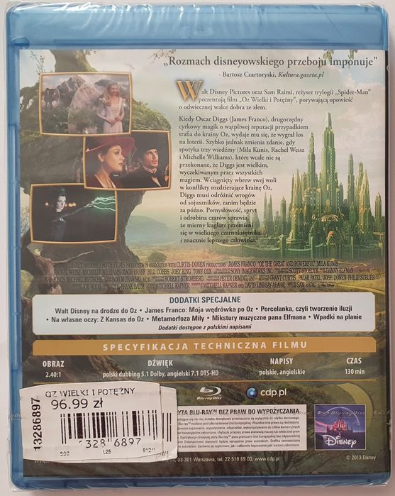 "Oz Wielki i Potężny" blu-ray dubbing i napisy PL folia!!