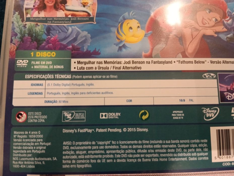 DVD Disney a pequena sereia