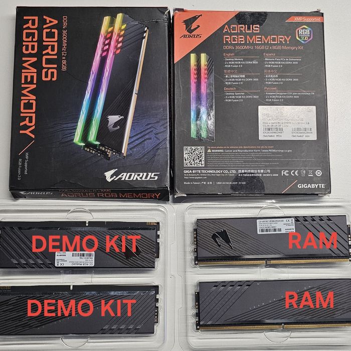 RGB Оперативная память Gigabyte Aorus DDR4 3600 16GB + demo kit