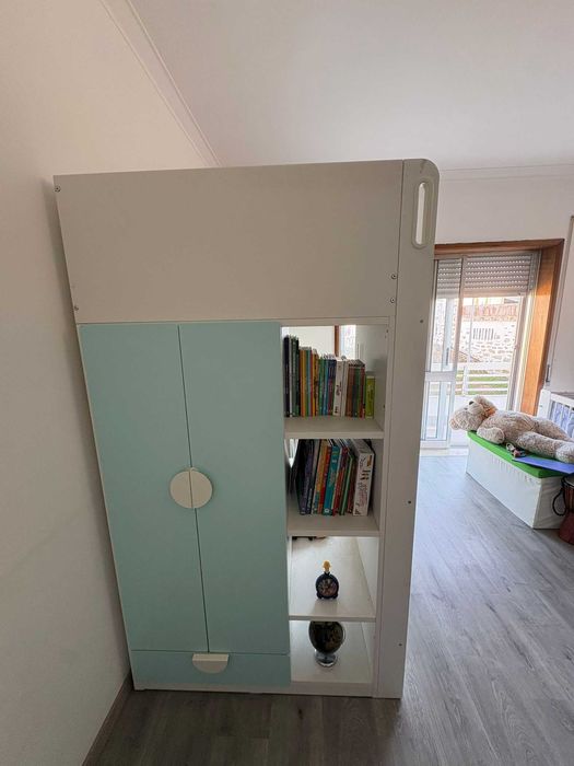 Cama alta com secretária 3 gavetas, Ikea SMASTAD