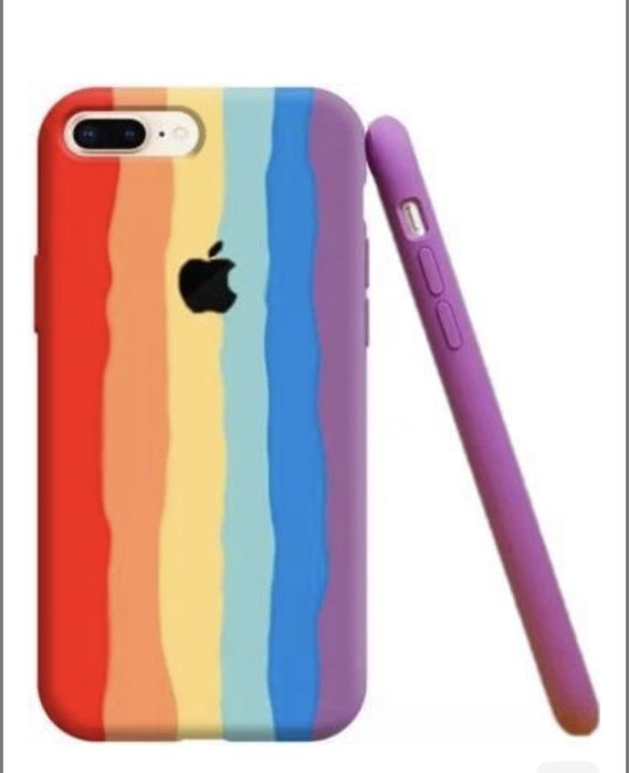 Чехол Silicone Rainbow Case iPhone 8 Plus (03) Rainbow радужный