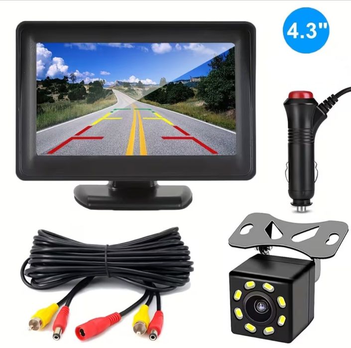 Monitor LCD 4.3 cala + kamera cofania 8 diod PAL
