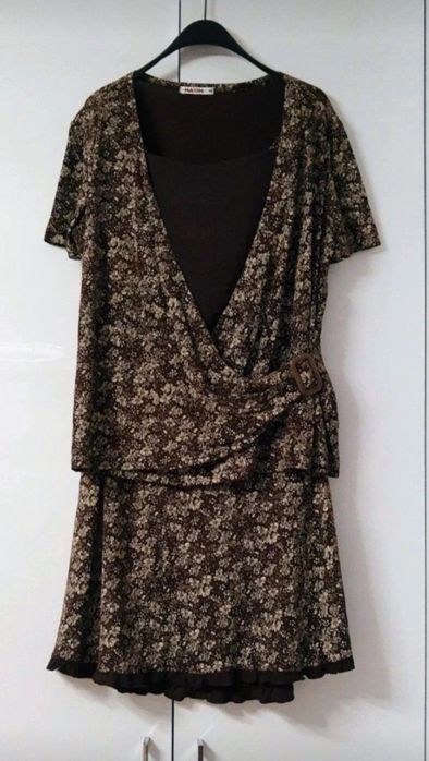 Komplet damski w odcieniach brązu wiskoza - 4XL/48
