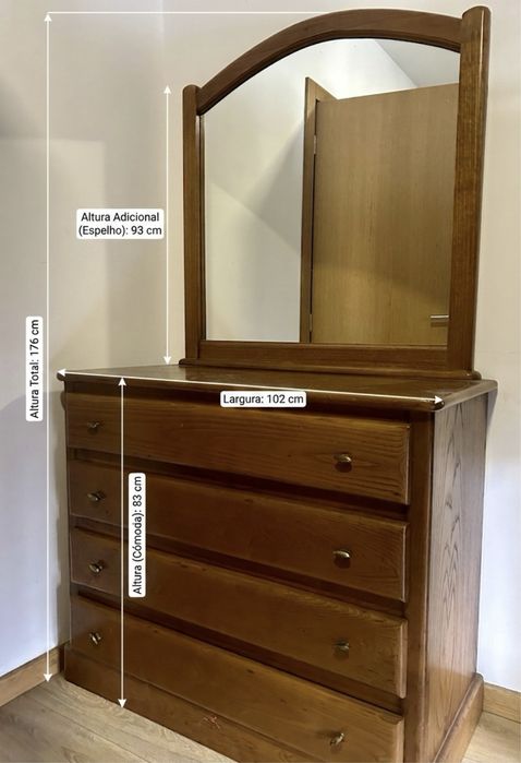 Cómoda vintage com espelho