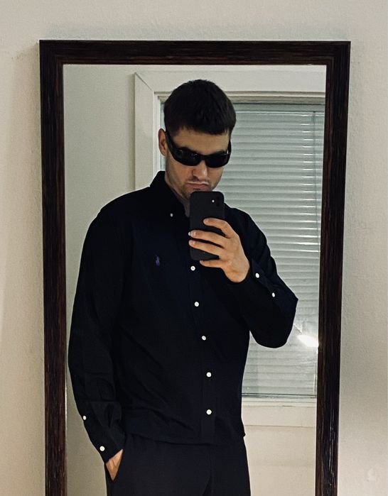 (М) POLO RALPH LAUREN Черна рубашка чорна сорочка prl