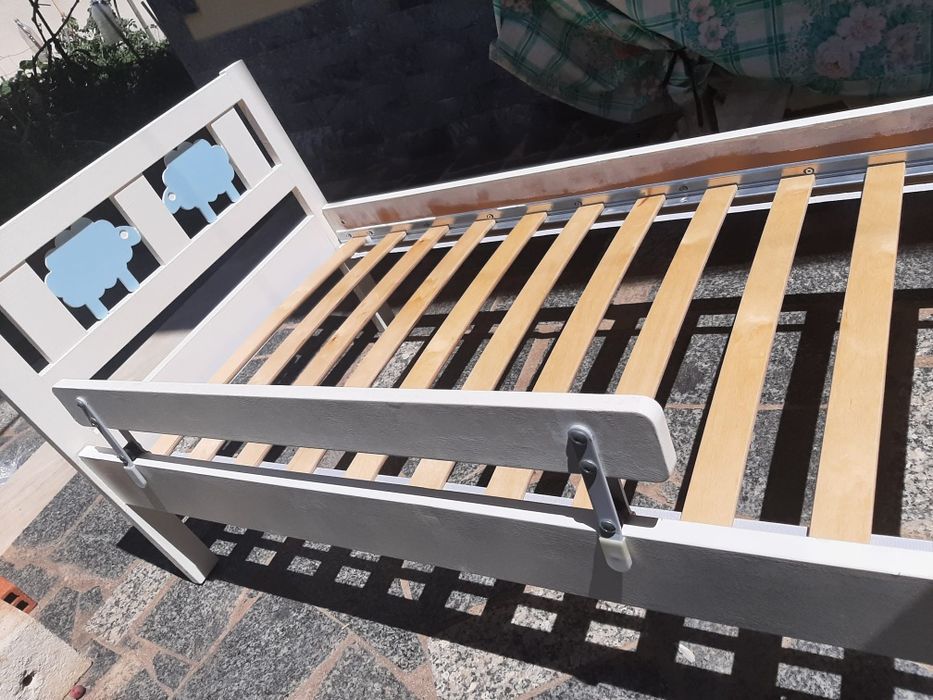 Estrutura cama c/estrado ripas, branco, 70x160 cm