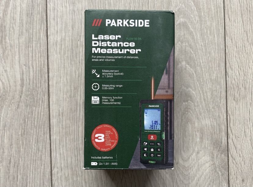 Nowy Miernik Dalmierz Laserowy Parkside PLEM 50 D5 Okazja