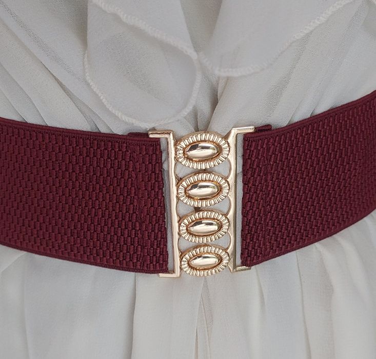 Elastyczny burgundowy szeroki pasek damski