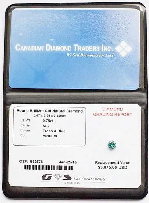 Эксклюзивное Золотое кольцо с синим бриллиантом 0,75 карат Элит, 750°