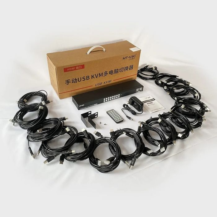 MT-VIKI 4K 16 porta KVM Switch HDMI,  Rack Mount KVM Console w/