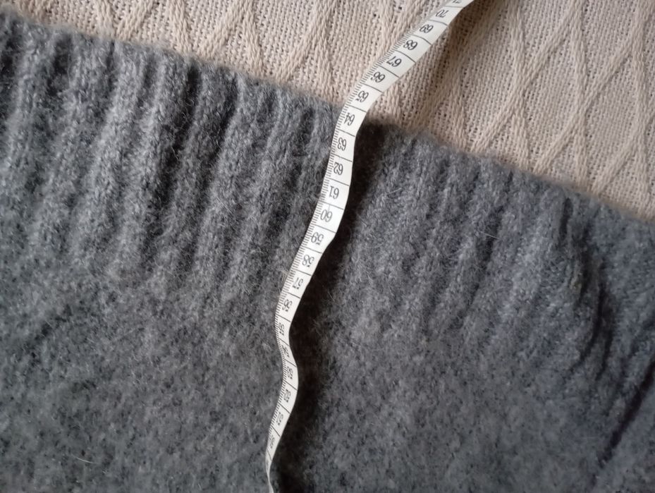 H&M S-M szary owersizowy pudełkowy sweter z wełną i alpaką