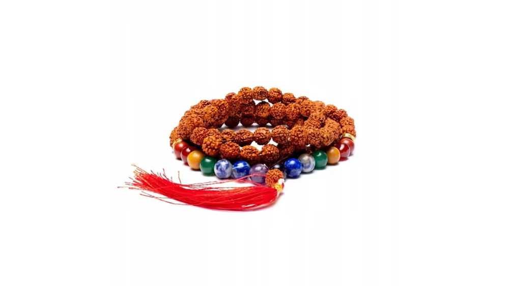 Różaniec Mala Rudraksha i 7 Czakr - 108 koralików