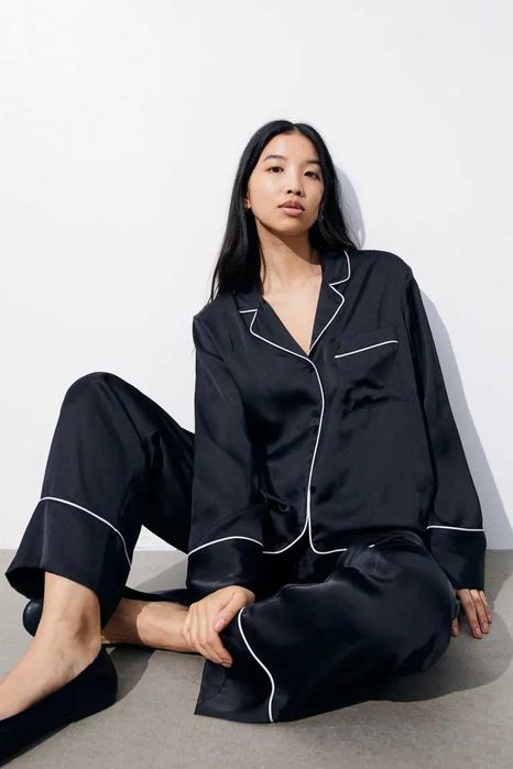 H&M MAMA Piżama z koszulą i spodniami rozmiar L  Piżama ciążowa