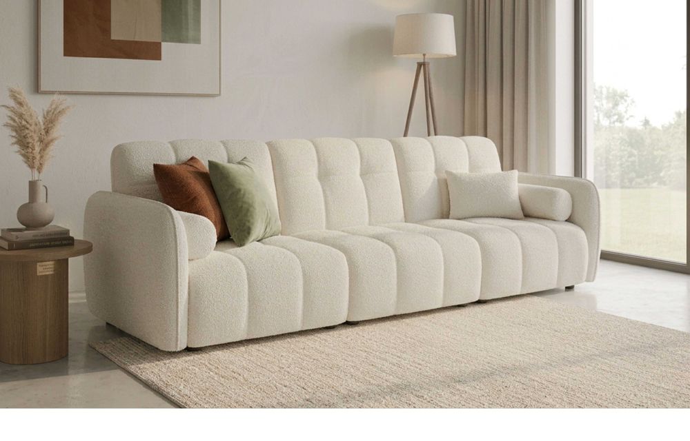 Ekskluzywna Sofa Modułowa,narożnik LUMI. Tkanina Boucle w Stylu Mediolan. Luksus i komfort od STYLUX