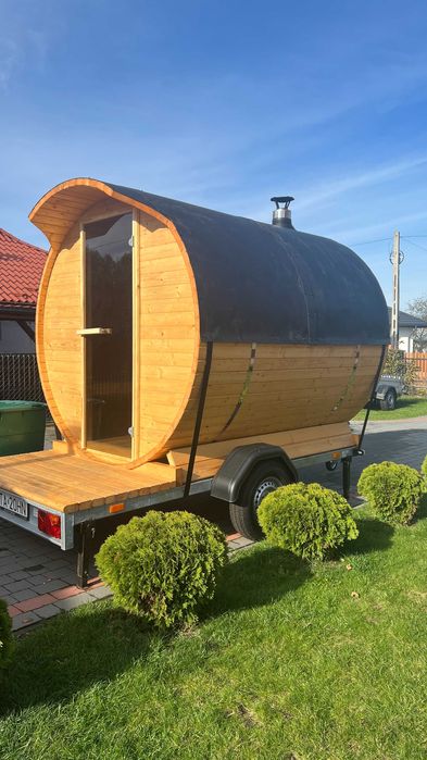 Sauna mobilna, na przyczepce, balia jacuzzi mobilne