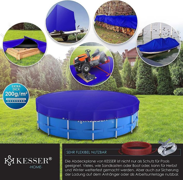 Plandeka do basenu / okrągła / 266-306 cm / osłona / ochrona / 8816!