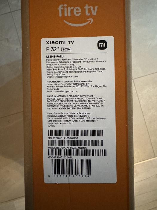 Xiaomi F 32" 81 cm HD Smart TV DVB-C/S/S2/T/T2