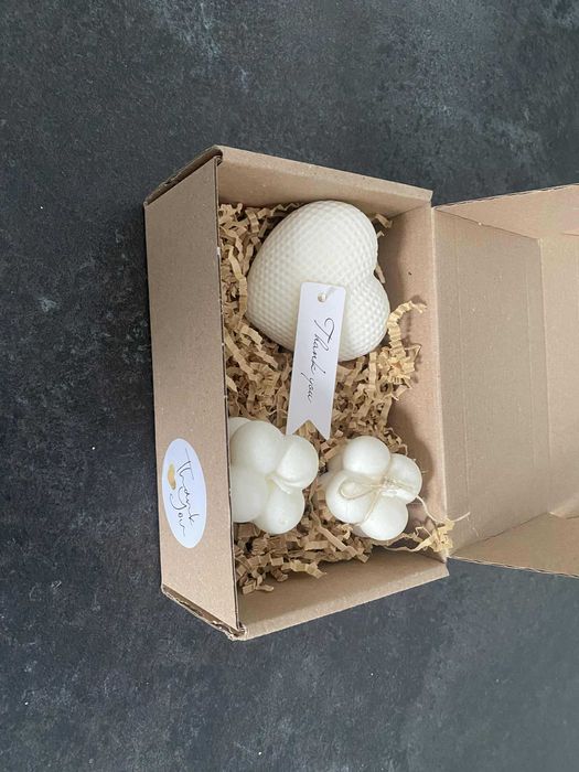 Piękne zestawy świec sojowych na podziękowania, urodziny, komunię