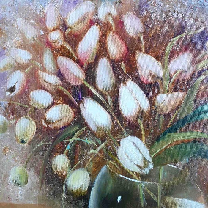 Картина натюрморт, олія ,полотно тюльпани квіти на подарунок