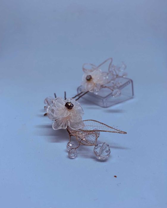 wsuwka kwiat tiul kryształki ślub boho rękodzieło artystyczna hit