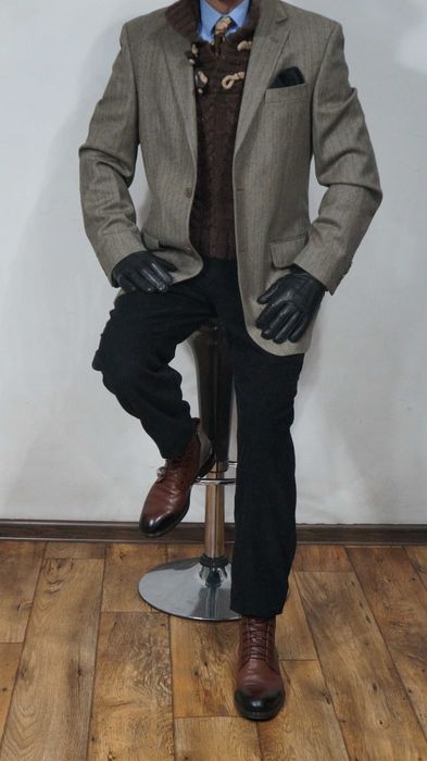 Blezer/Marynarka Bytom Wełna Roz. 182/96 Kolor Brąz/Beż Jodełka Fit