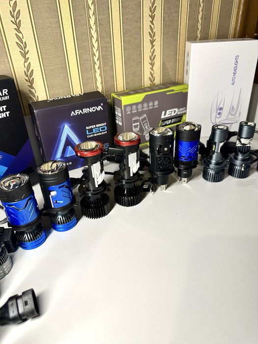 Мини линзы H4 H7 H11 HB3 HB4 6000k 100вт. Міні лінзи. Led лампы.