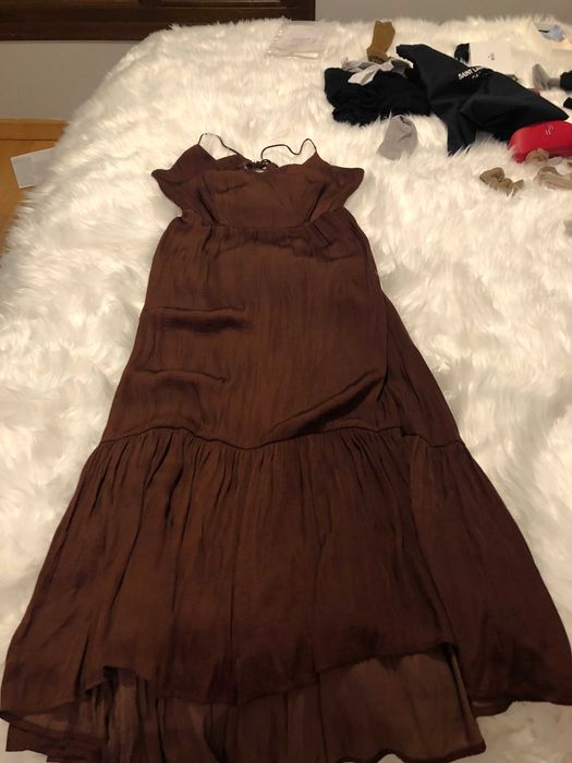 vestido castanho zara tamanho m