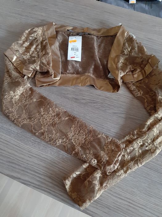 Bolero złote kolekcja koronka Slim ślub impreza wesele sylwester tkmax