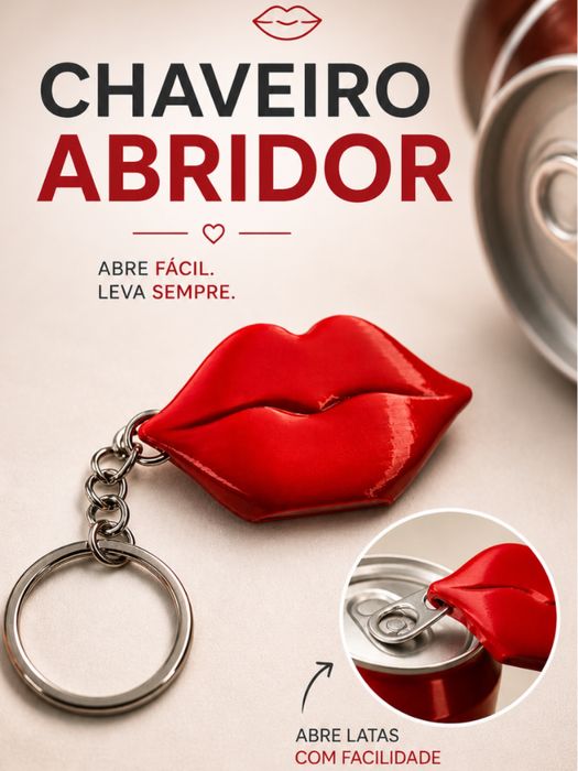 abridor de lata formato beijo