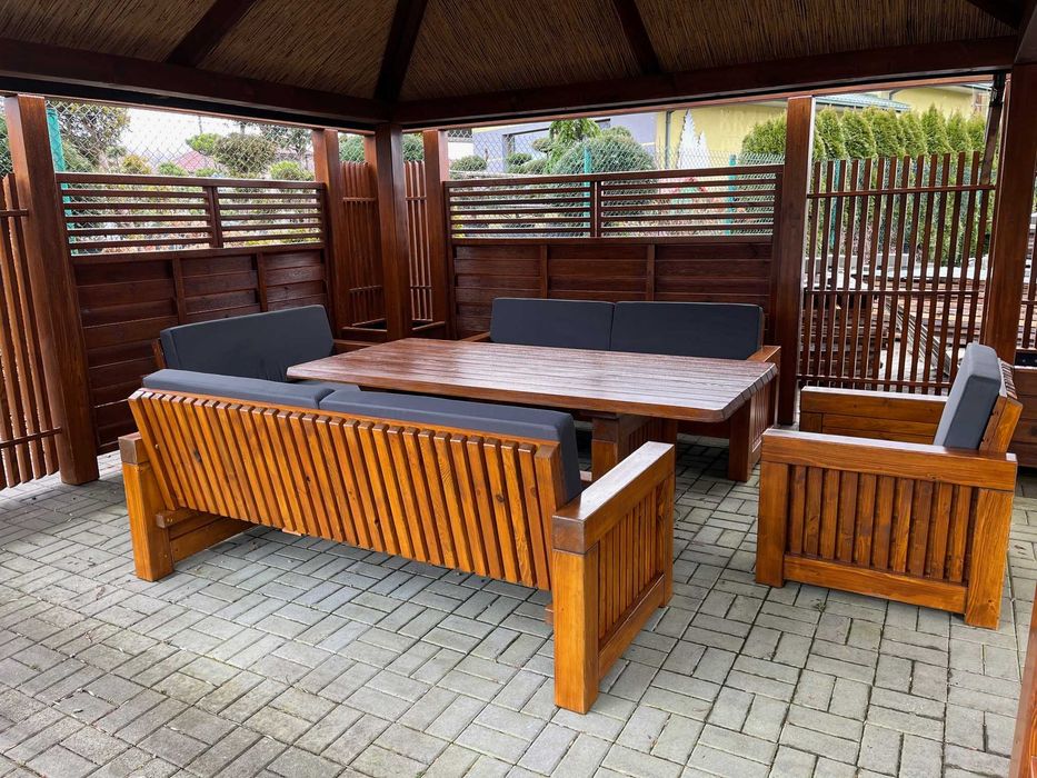 meble ogrodowe, meble drewniane, zestaw mebli drewnianych