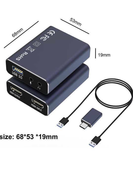 Balabaxer 4K Audio Video Capture karta USB 3.0 z kablem HDMI Full HD 1