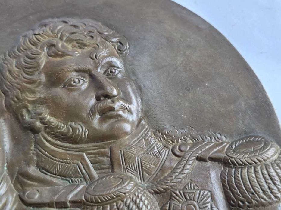 Stara plakieta Napoleon Bonaparte Książę Józef Poniatowski sygnowana 16 cm