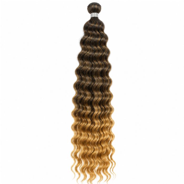 Włosy syntetyczne do warkoczy Boho ombre brąz blond falowane 22 "