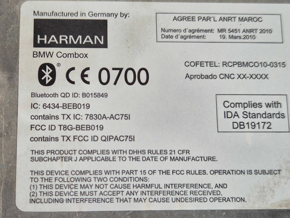 Moduł bluetooth combox BMW E87 E90 E84 E70 E71 Z4