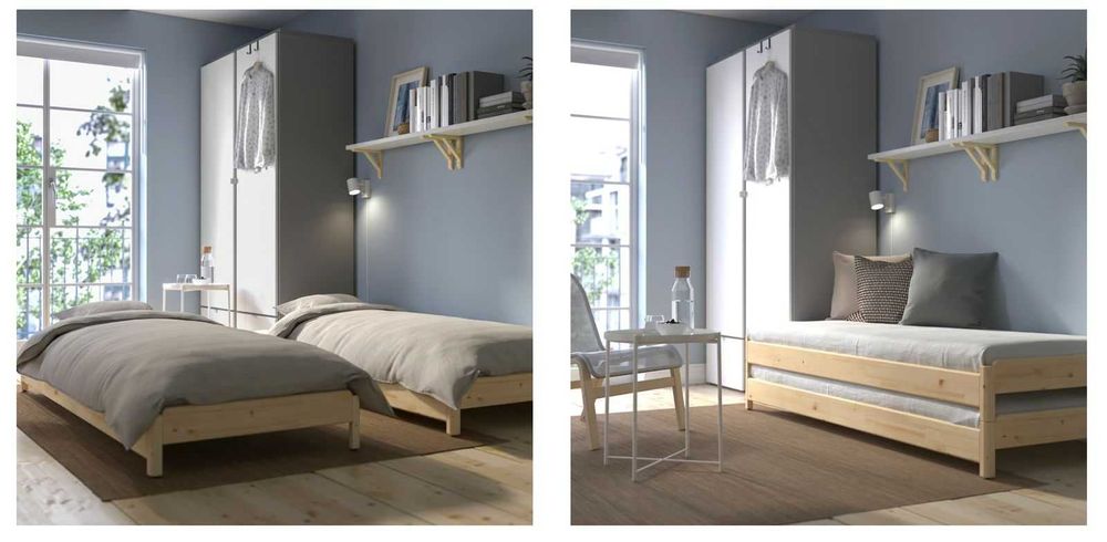 UTÅKER cama empilhavel com colchões