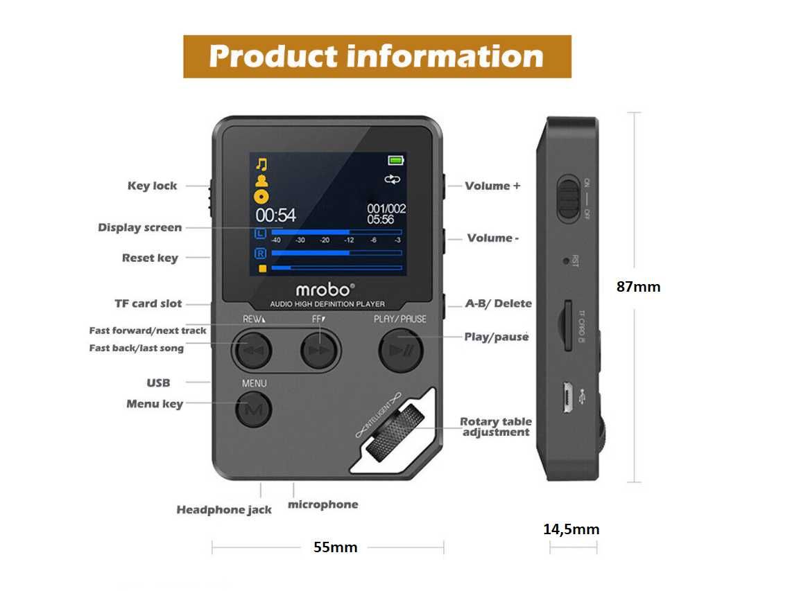 MP3 Плеер Mrobo C5 DSD256 Bluetooth HI FI 8gb (16gb): 2 700 грн. - Mp3 ...