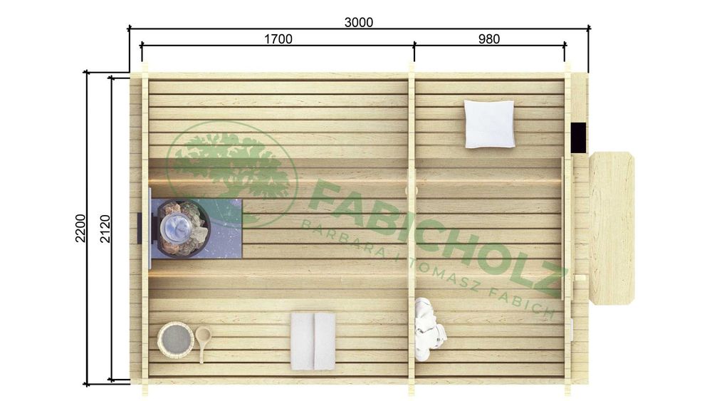 Sauna Circle Large Close 3,0m z przedsionkiem beczka sauna ogrodowa